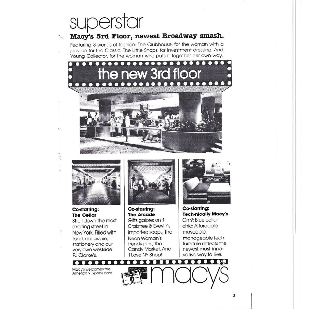 Superstar Macy New 3rd Floor Broadway NYC Advert i1970s Vintage Print Ad 9 inch